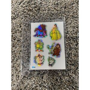 Vintage Disney Beauty and the Beast Holographic Sticker Sheet Belle Beast P8006